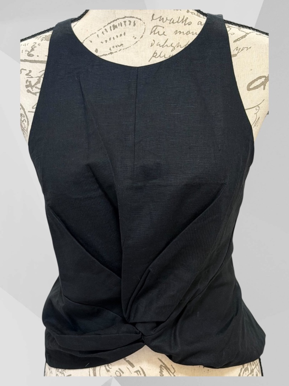 EXPRESS Cut-in Sleeveless Top Navy Linen Blend M NWT